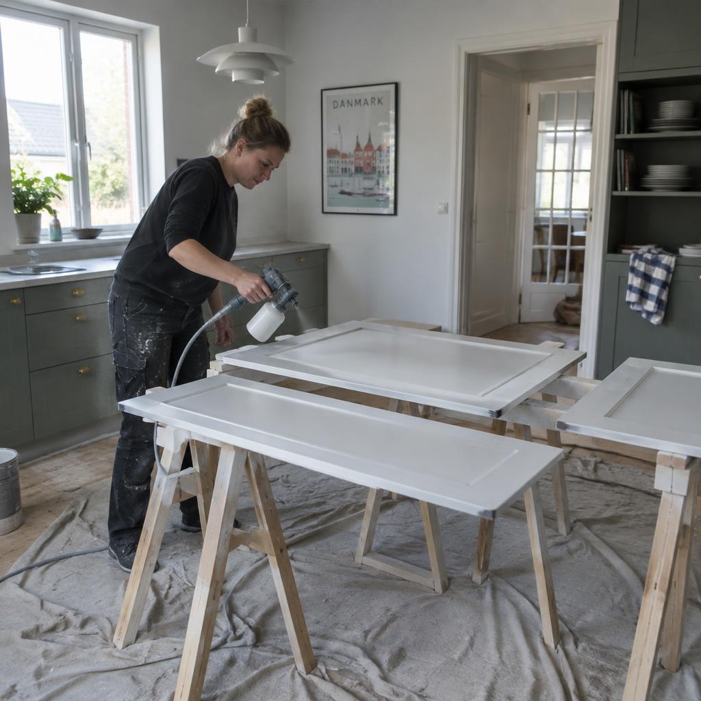 Sprøjtemalede køkkenlåger